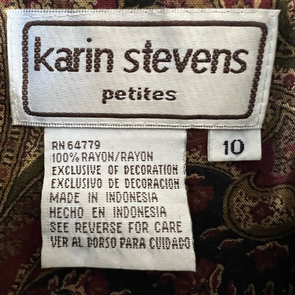 Vintage 90s Karin Stevens Paisley Midi Dress  Petite 10 Cottagecore Penny Lane - Picture 3 of 7